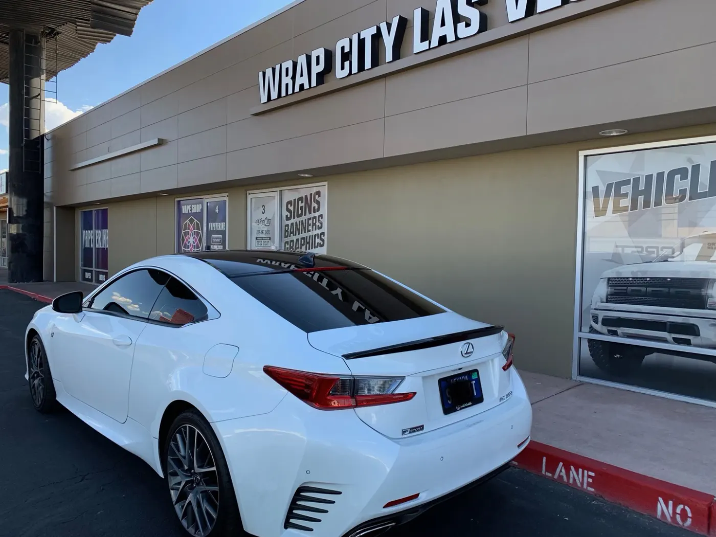 A finished car outside the Wrap City Las Vegas storefront
